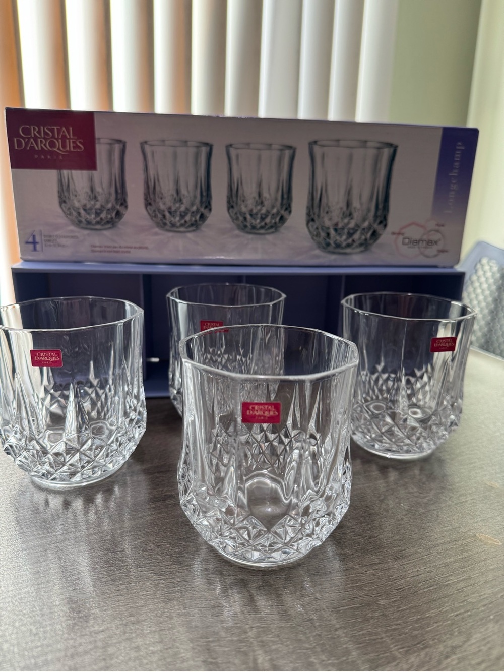Cristal d'Arques  Crystal Double Old Fashion Glass  10 3/4 oz.
Set of 4